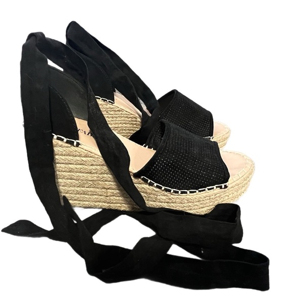 JustFab Isla Tie Up Espadrille Wedge, Size 8.5, Black - Picture 3 of 7
